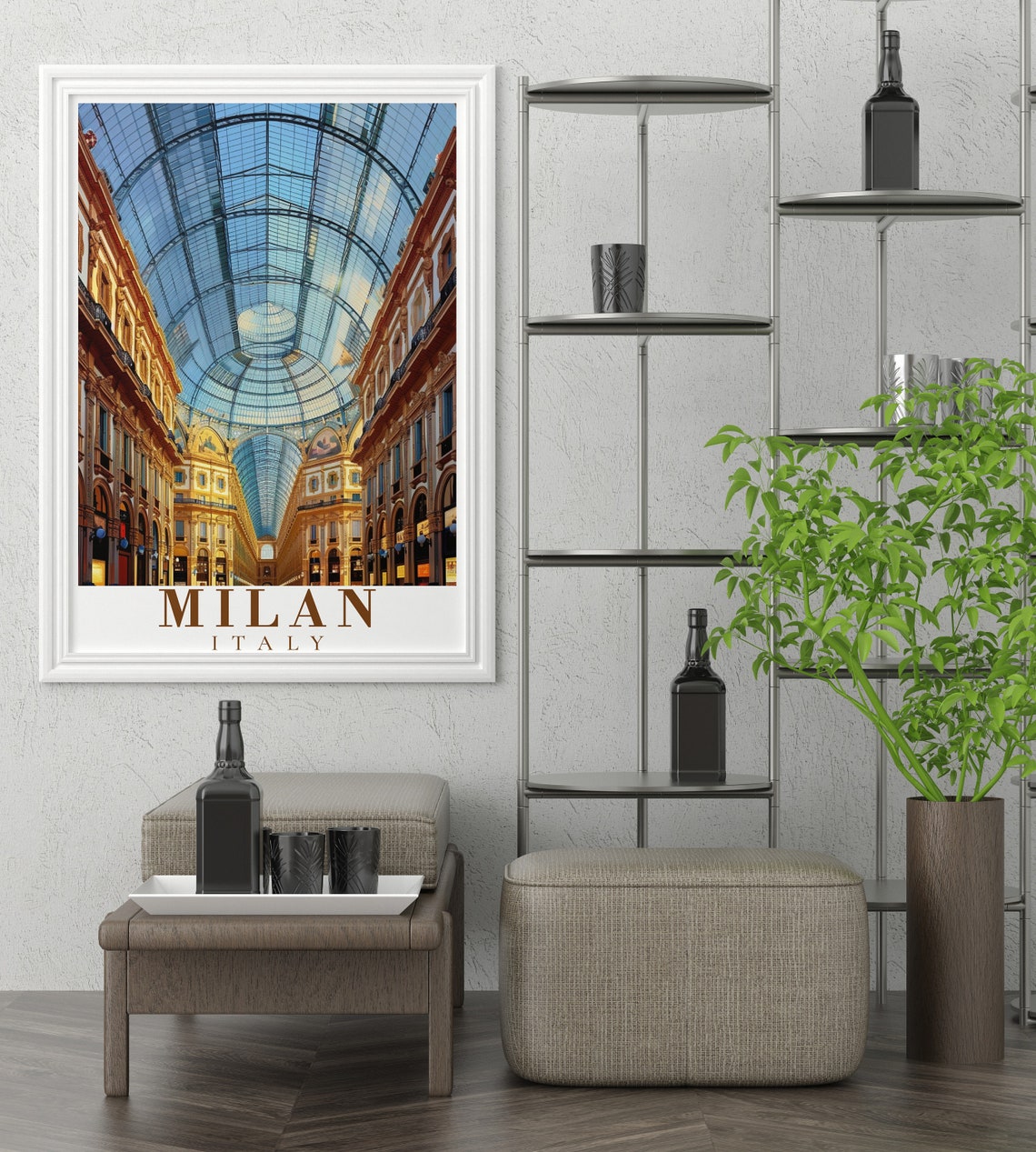 Milan Travel Print Galleria Vittorio Emanuele Ii Travel Poster Galleria Vittorio Emanuele Ii Poster For Milan Lovers Italy Wall Decor - Image 3
