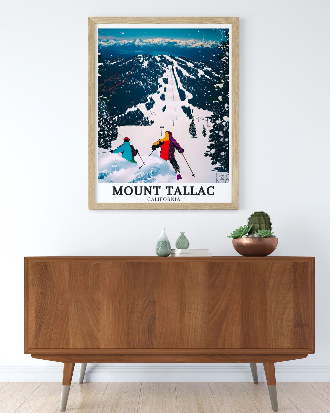 Mount Tallac California Skiers Snowy Slopes Winter Travel Poster - Image 3
