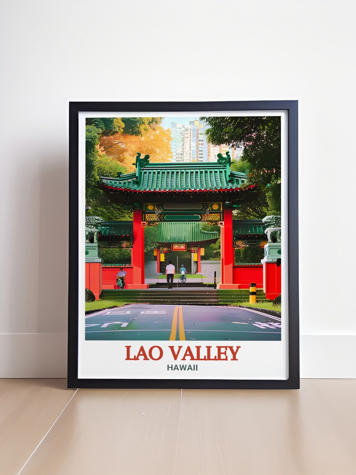 Lao Valley Hawaii Chinese Pagoda Gate Heritage Garden Travel Poster - Image 4