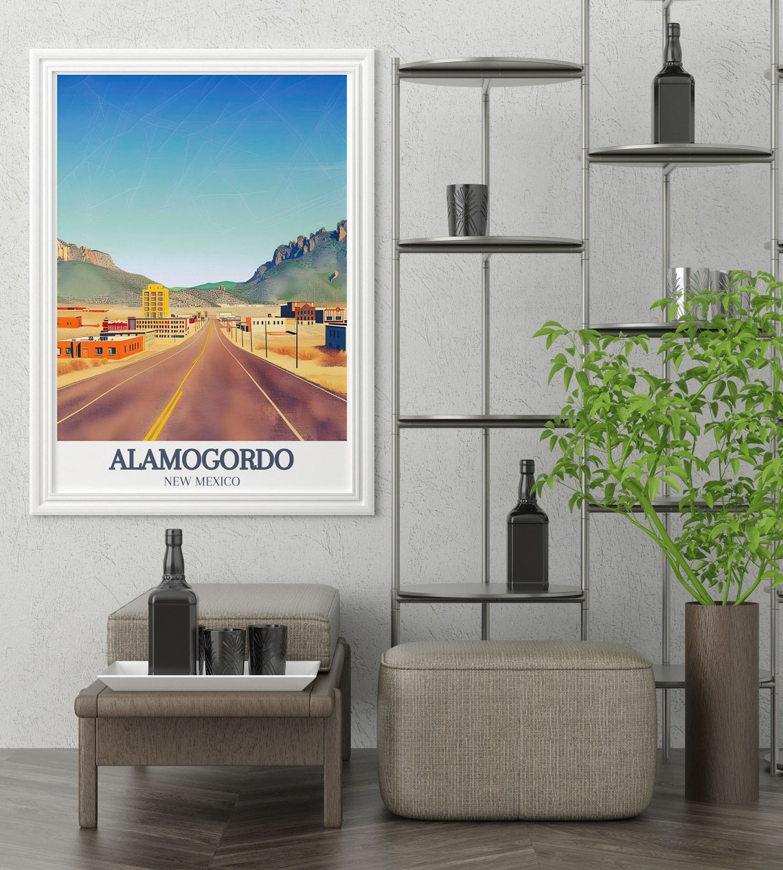 Alamogordo Main Street Desert Mountain Town Travel Art Poster - Image 2