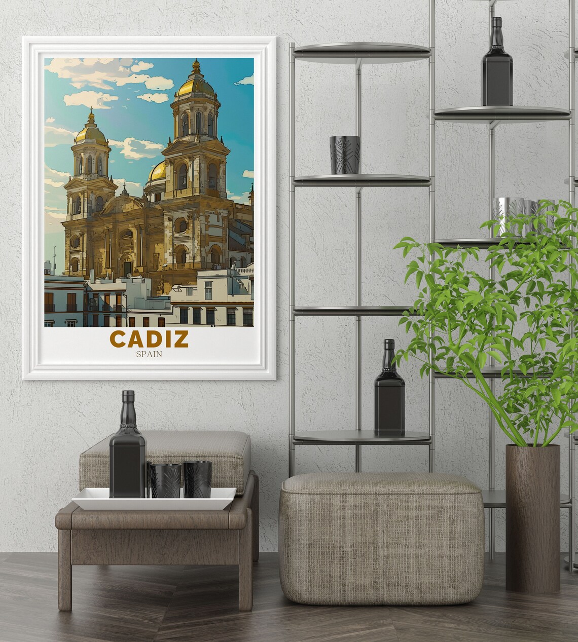 Cadiz Spain Cathedral Golden Domes Historic Old Town Landmark Poster - Image 2