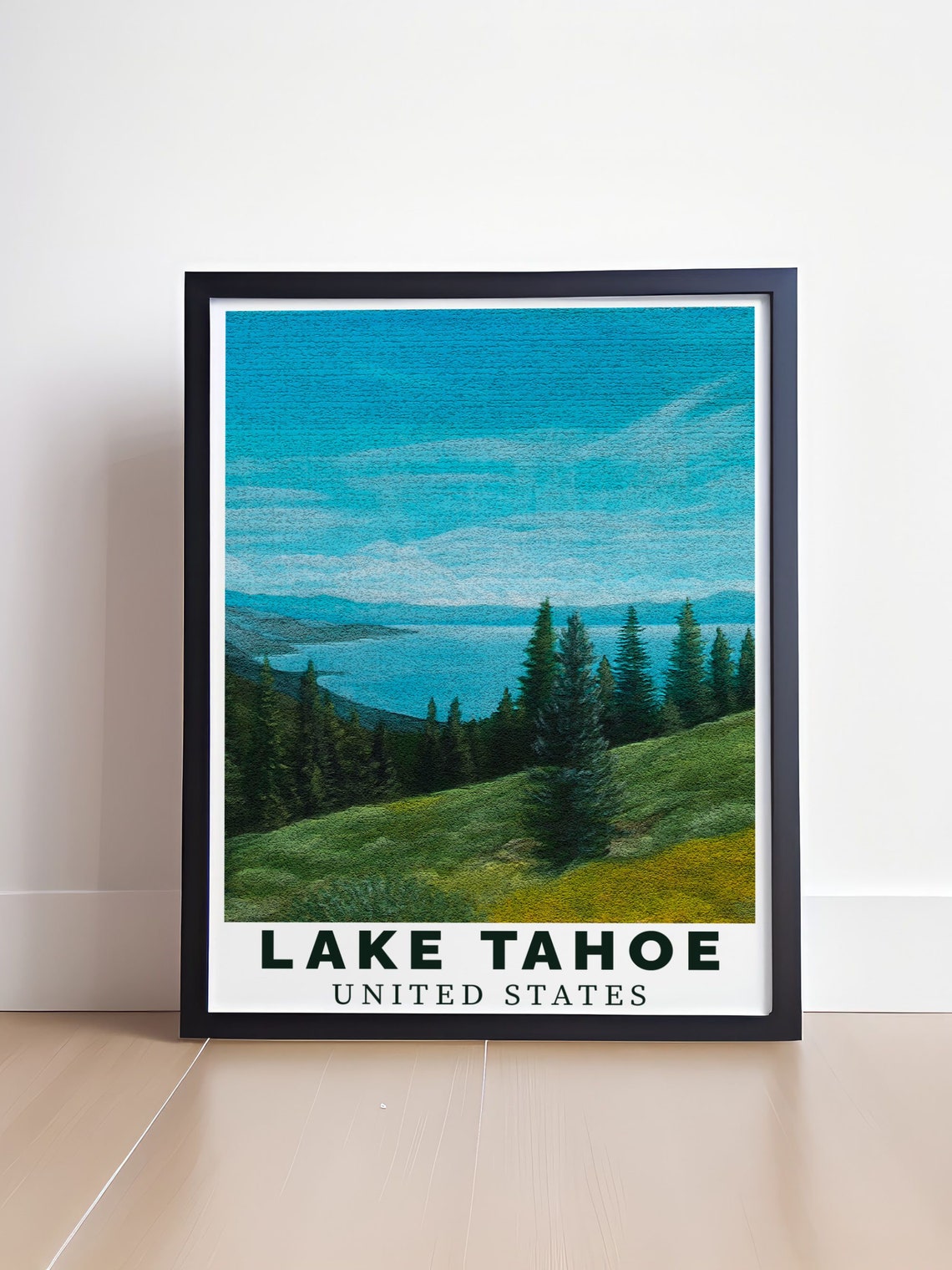 Lake Tahoe Summer Blue Overlook Pines Sierra Nevada Travel Poster - Image 4