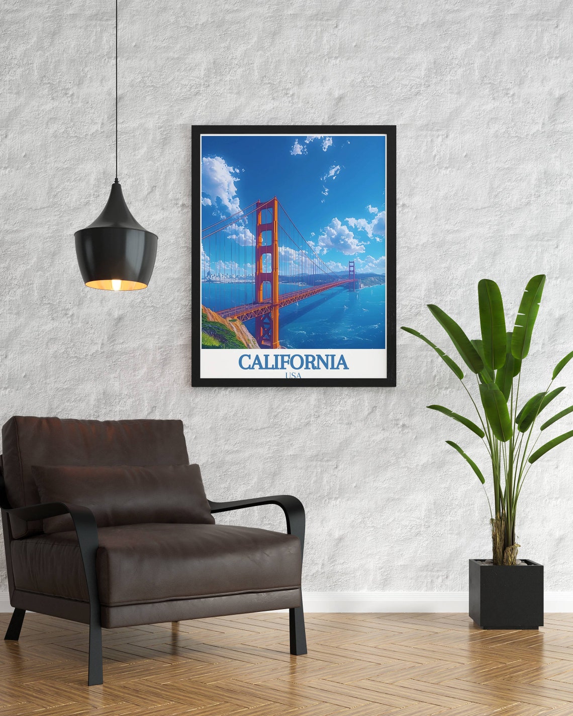 Golden Gate Bridge San Francisco California USA Vintage Travel Poster - Image 2