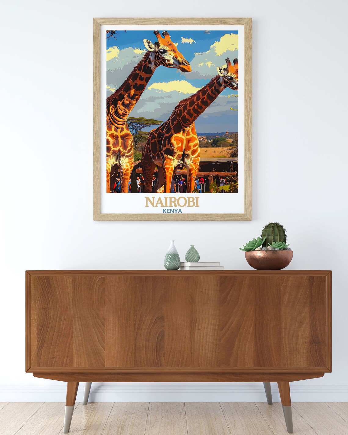 Nairobi Kenya Two Giraffes on Golden Savanna Wildlife Poster - Image 3