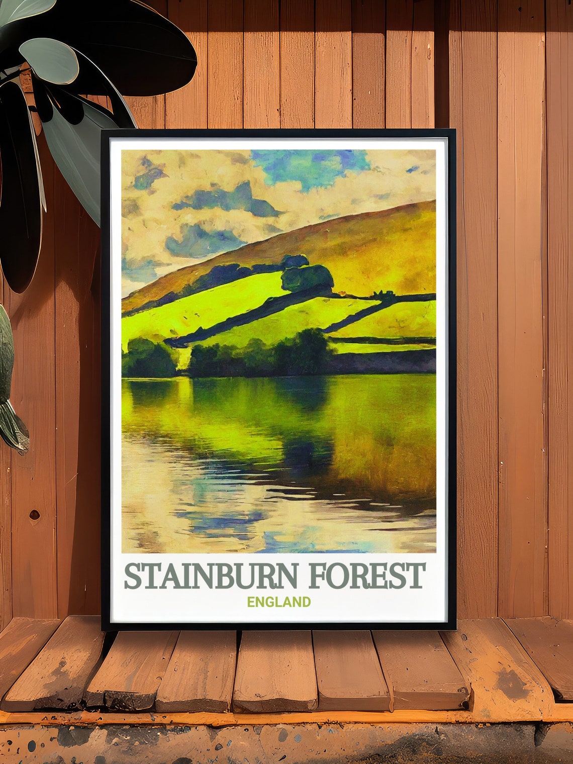 Stainburn Forest Fewston Reservoir Golden Lake Reflection Poster - Image 2