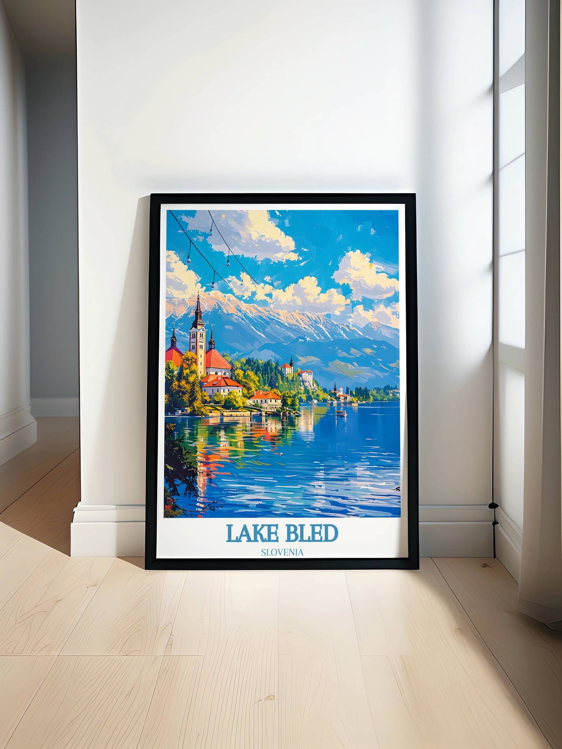 Lake Bled Island Church Castle And Mountain Panorama Slovenia Poster