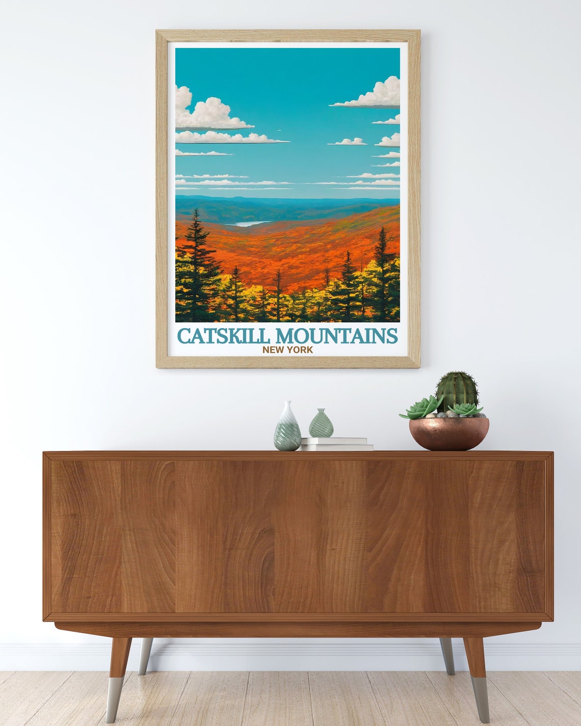 Catskill Mountains Autumn Foliage Orange Hills Landscape Poster - Image 3
