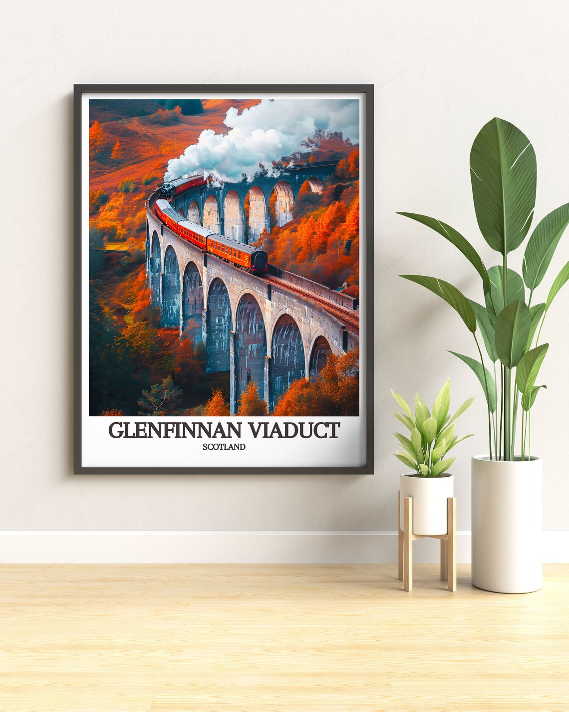 Glenfinnan Viaduct Scotland Steam Train Crossing In Autumn Poster - Image 2