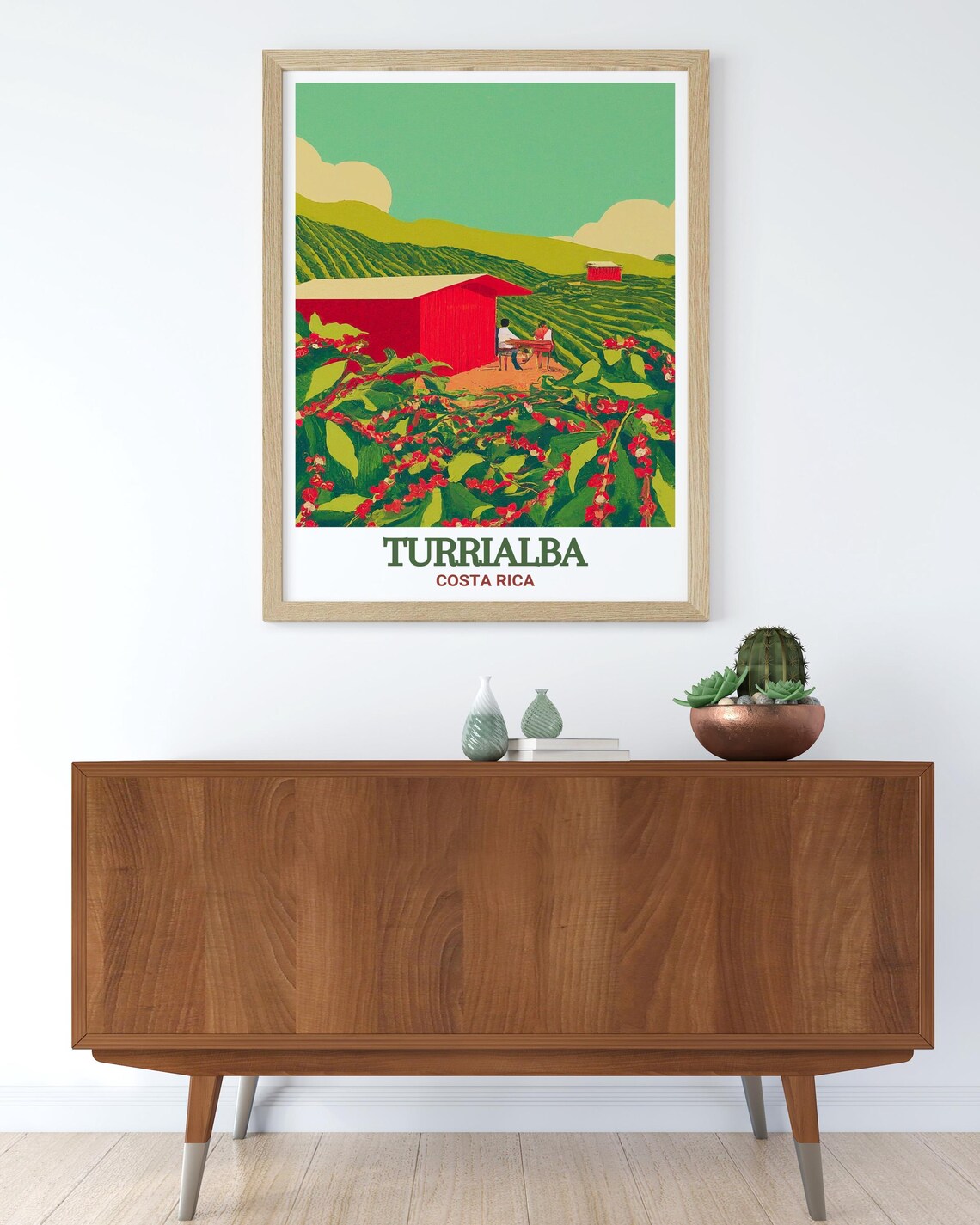 Turrialba Costa Rica Coffee Farm Red Barn Vintage Travel Poster - Image 2