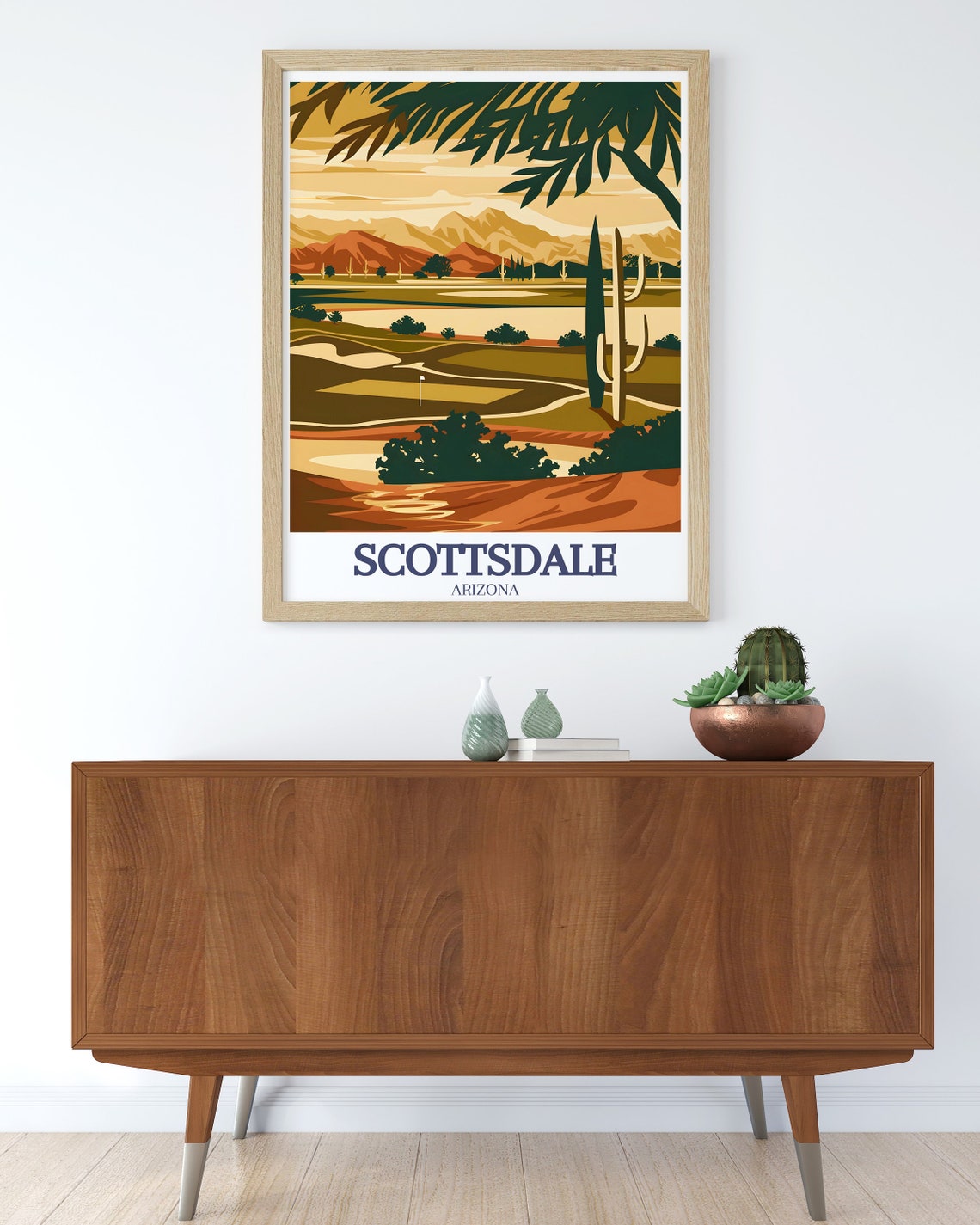 Scottsdale Arizona Desert Golf Course Saguaro Cacti Sunset Poster - Image 2