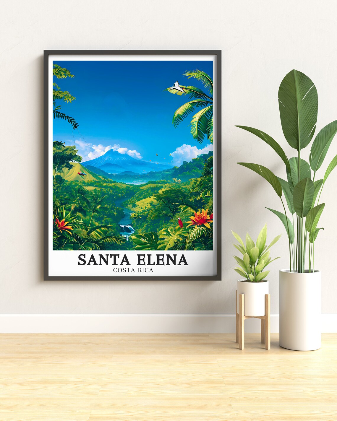 Santa Elena Arenal Volcano Zipline Jungle River Valley View Poster - Image 3