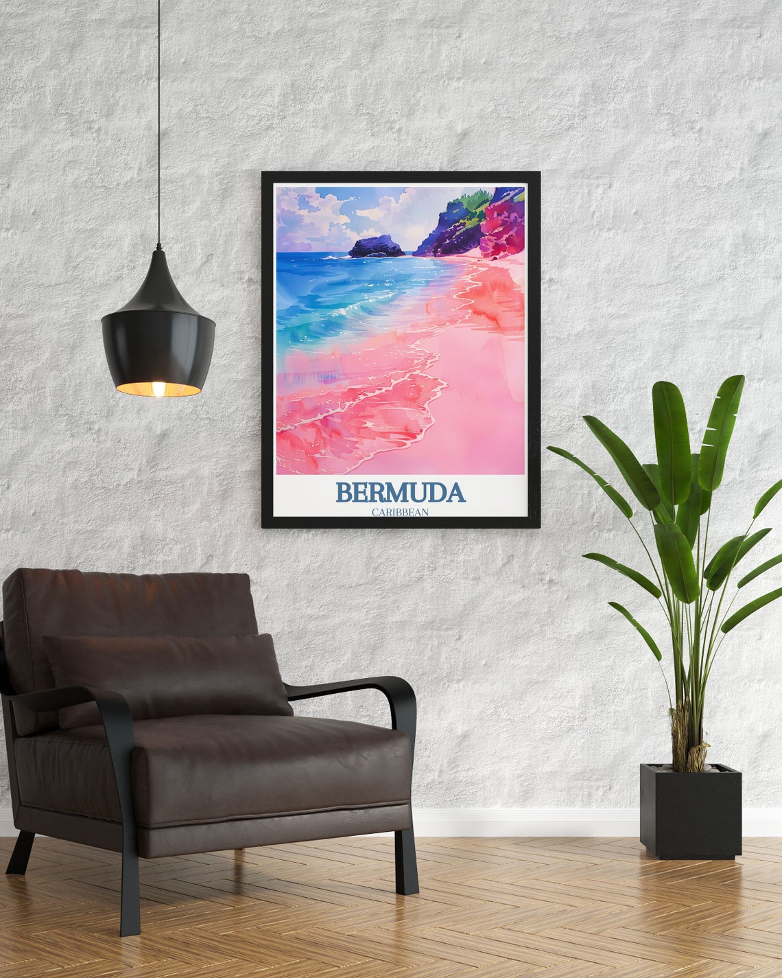 Bermuda Pink Sand Beach Turquoise Waves Tropical Shore Poster - Image 2