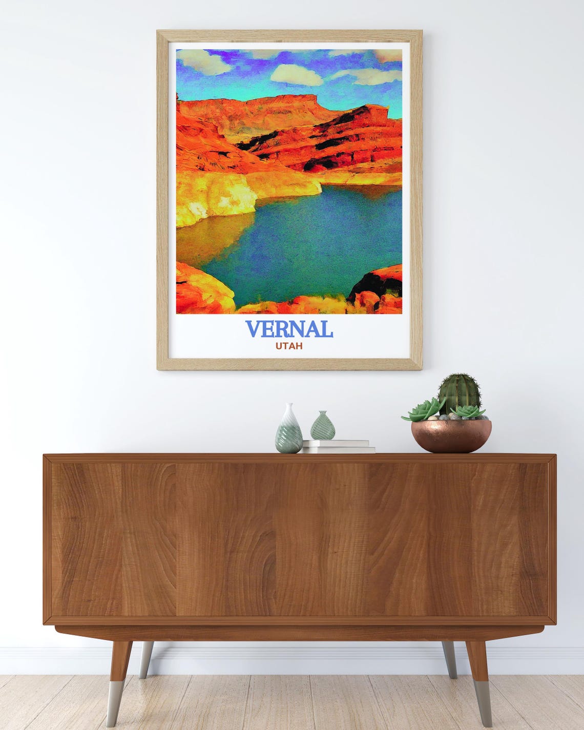 Vernal Utah Red Rock Canyon River Vibrant Landscape Travel Poster - Image 3