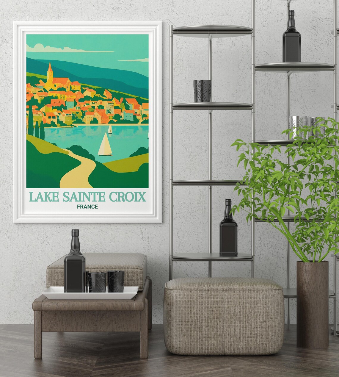 Lake Sainte Croix France Lakeside Village Bauduen Travel Poster - Image 3
