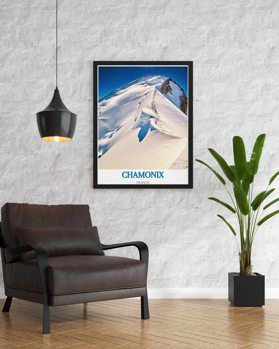 Chamonix France Mont Blanc Summit Ridge Climbers Snow Travel Poster - Image 2