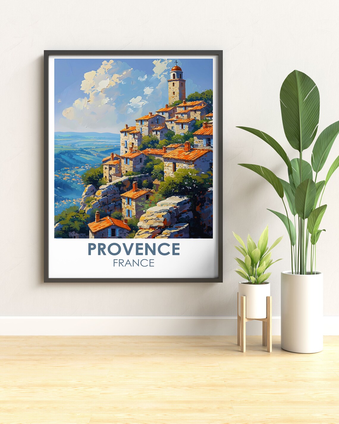 Provence France Sunlit Hilltop Village Rustic Summer Travel Poster Art - Image 2