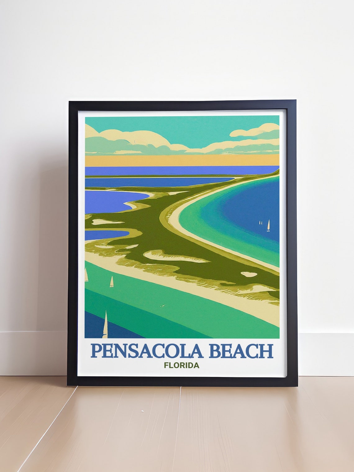 Pensacola Beach Aerial Barrier Islands Florida Travel Poster - Image 4
