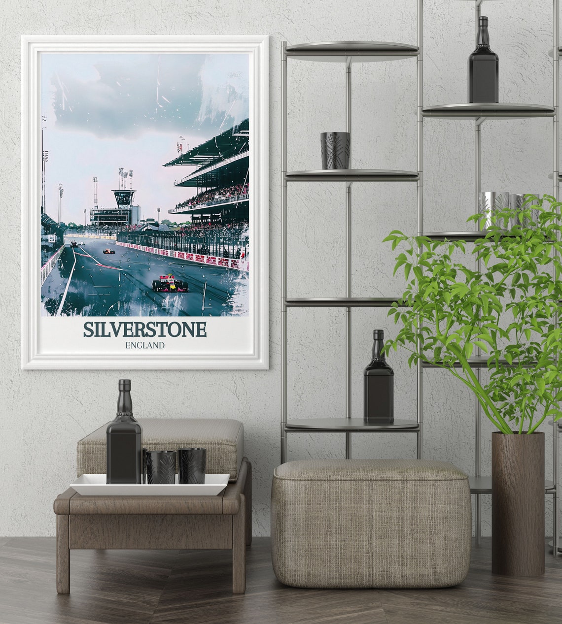 Vintage Silverstone Grandstand Pit Lane Retro Race Day Poster - Image 2
