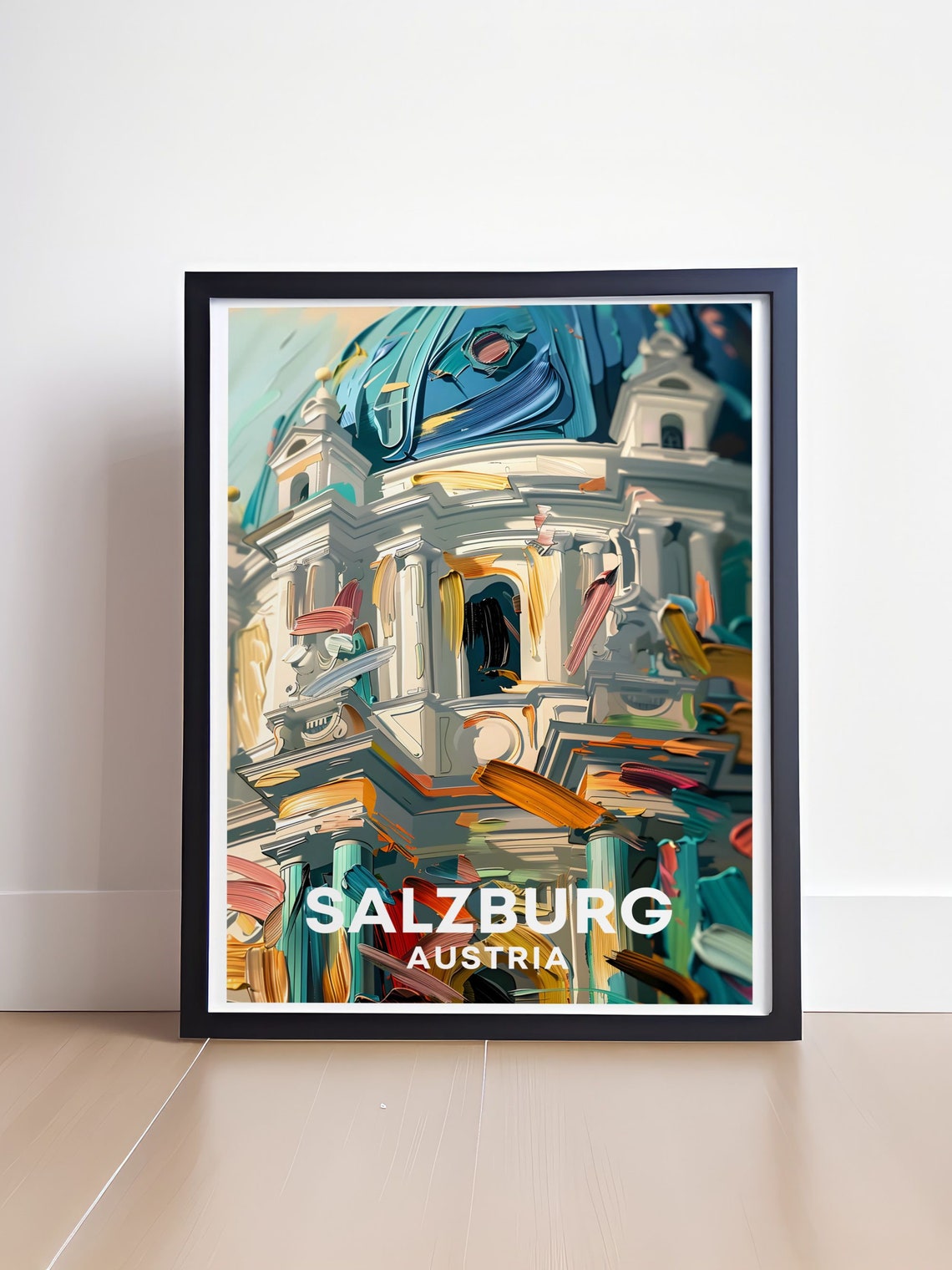 Salzburg Cathedral Austria Impressionist Painted Travel Poster - Image 4
