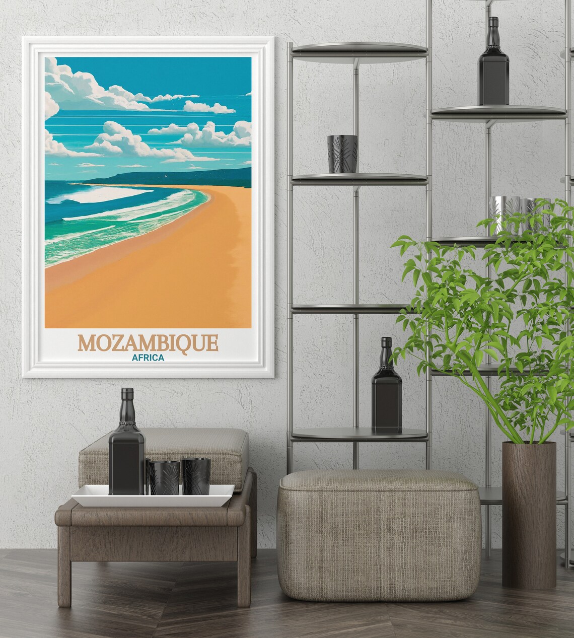 Mozambique Tofo Beach Turquoise Waves Golden Sand Travel Poster - Image 3