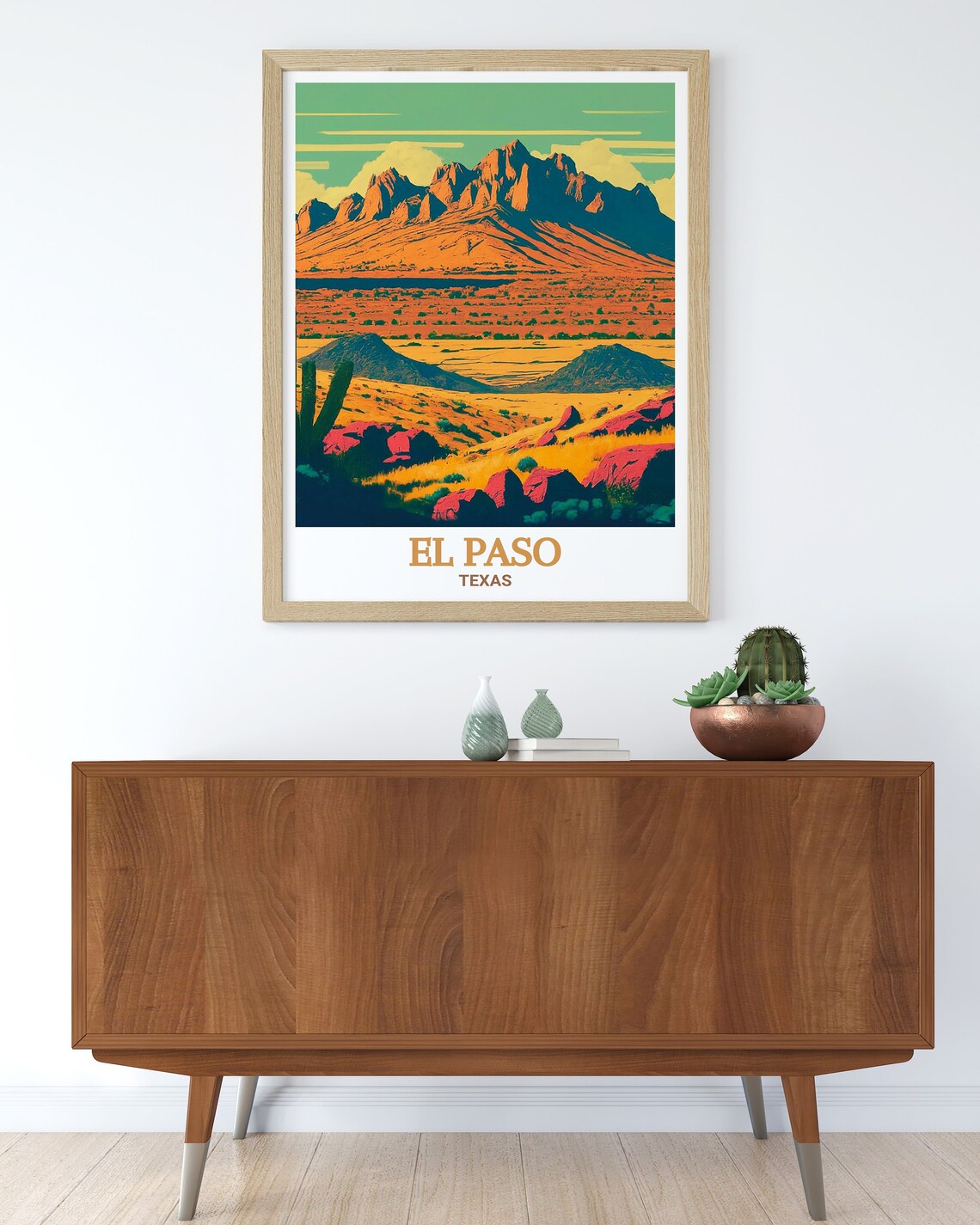 El Paso Texas Franklin Mountains Desert Sunset Travel Poster - Image 2