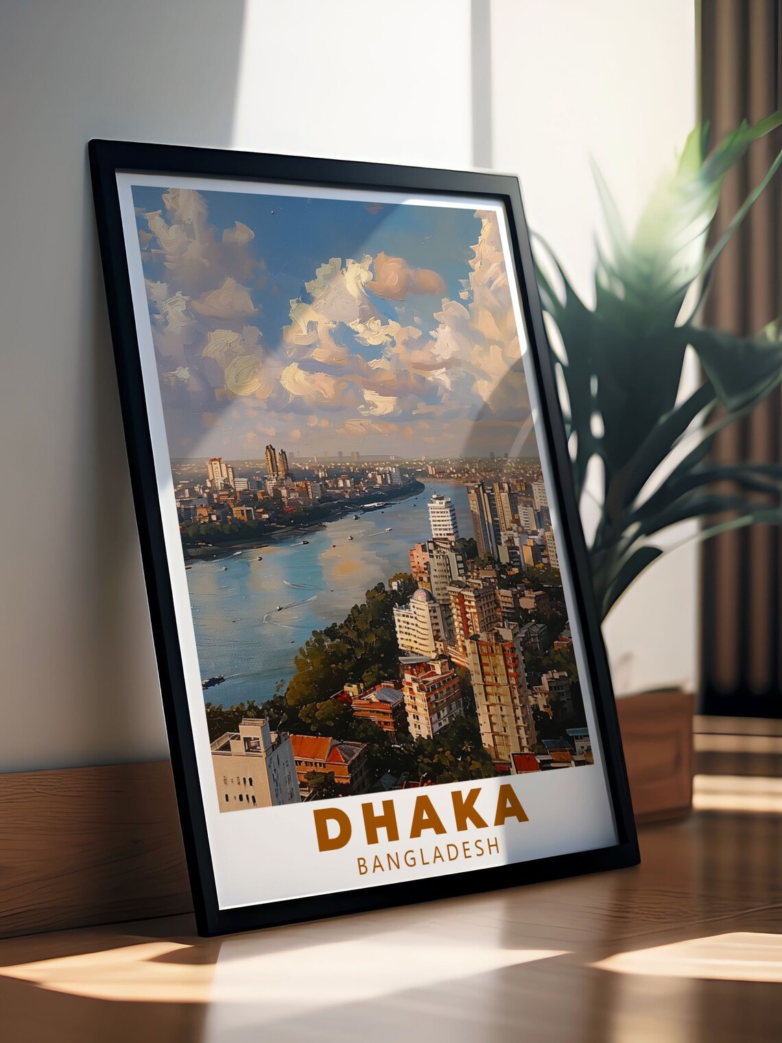 Dhaka Riverside Skyline Golden Hour Aerial Bangladesh City View Poster - Image 2