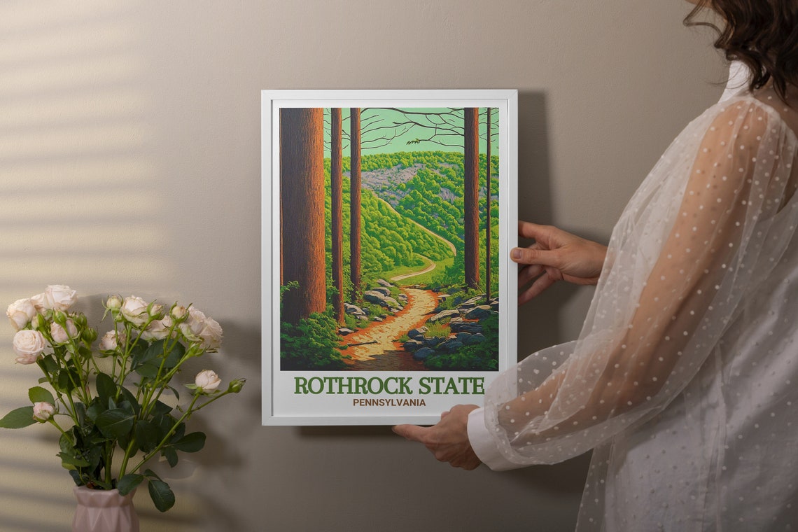 Rothrock State Pennsylvania Forest Trail Tall Trees Rocky Poster - Image 3