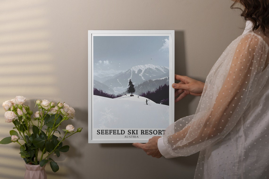 Seefeld Ski Resort Austria Minimalist Snow Pine Tranquil Poster - Image 3
