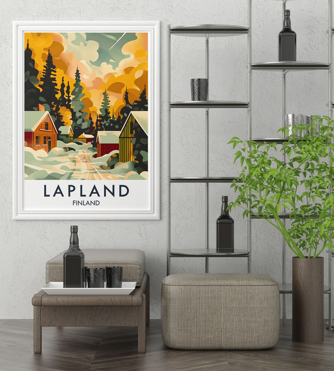 Lapland Travel Poster Ruka Skiing Print Santa Claus Town Poster Finland Travel Poster Santa Claus Town Poster - Image 3