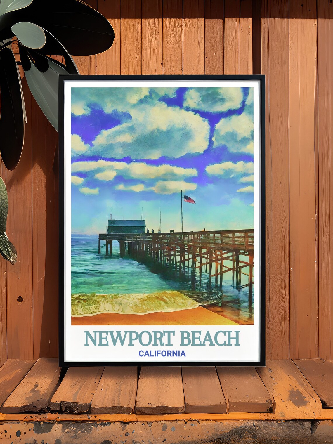 Newport Beach Balboa Pier Ocean View California Travel Poster - Image 3