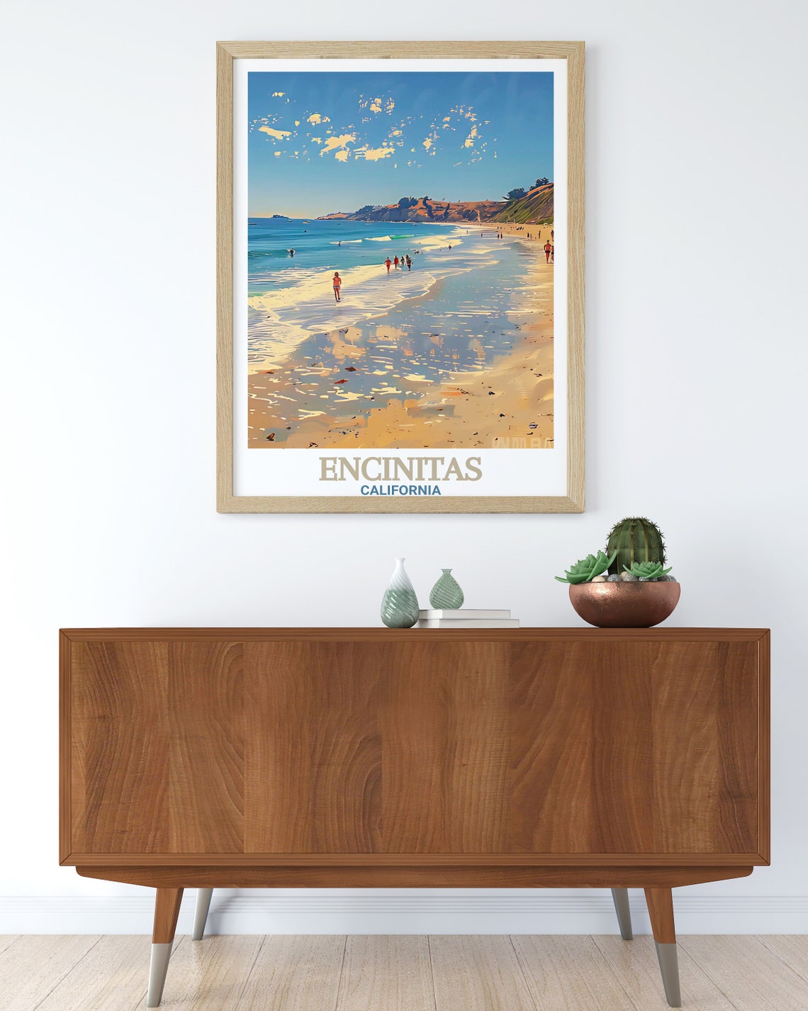 Encinitas California Moonlight State Beach Walkers Surf Poster - Image 3