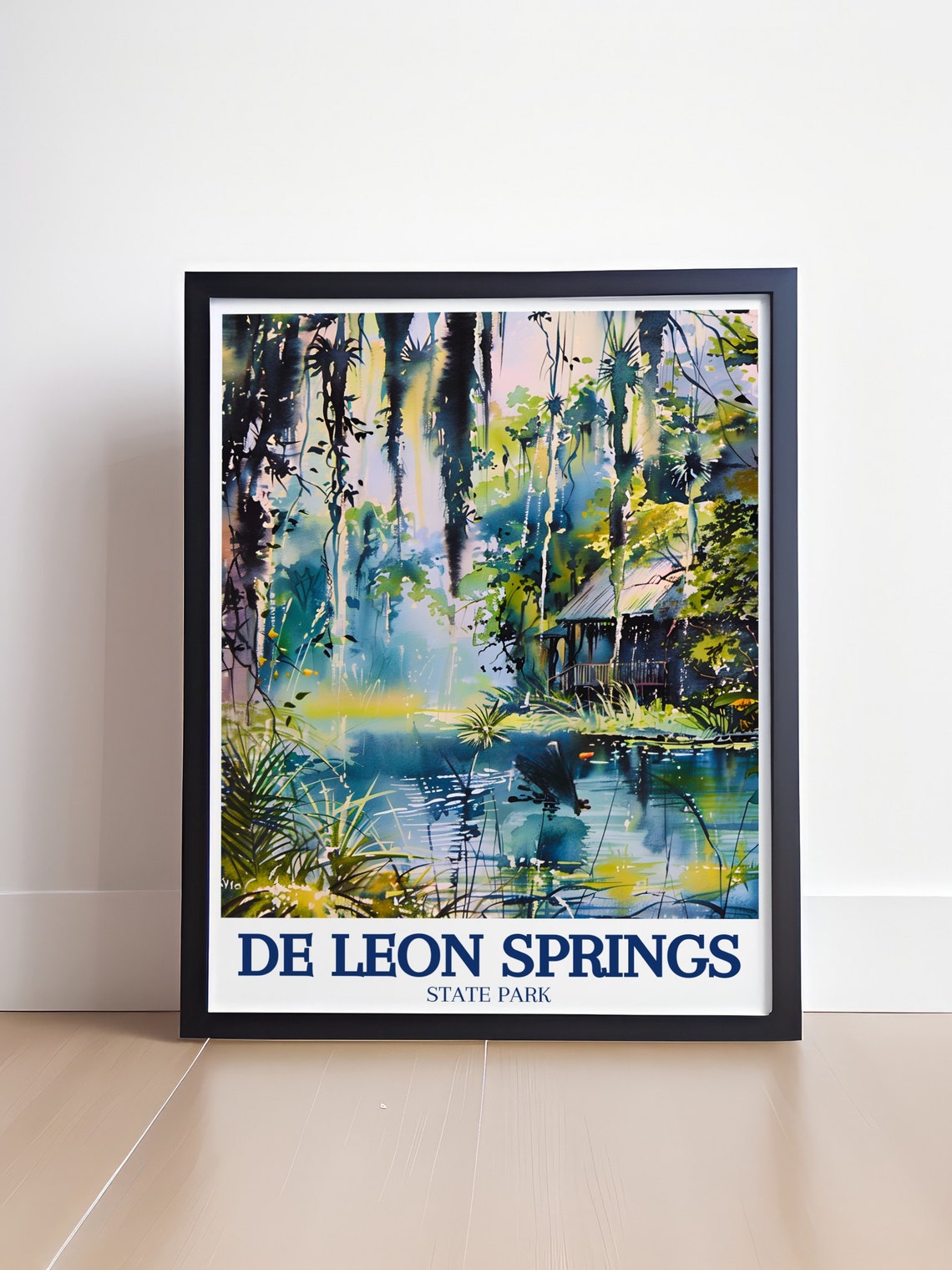 De Leon Springs State Park Poster Florida Cypress Swamp Watercolor - Image 4