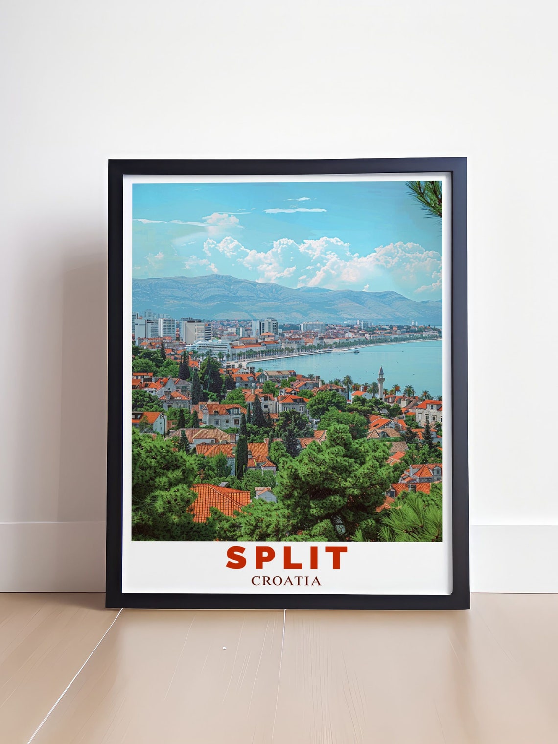 Split Croatia Panoramic Red Rooftops Bay Marjan Hill View Poster - Image 4