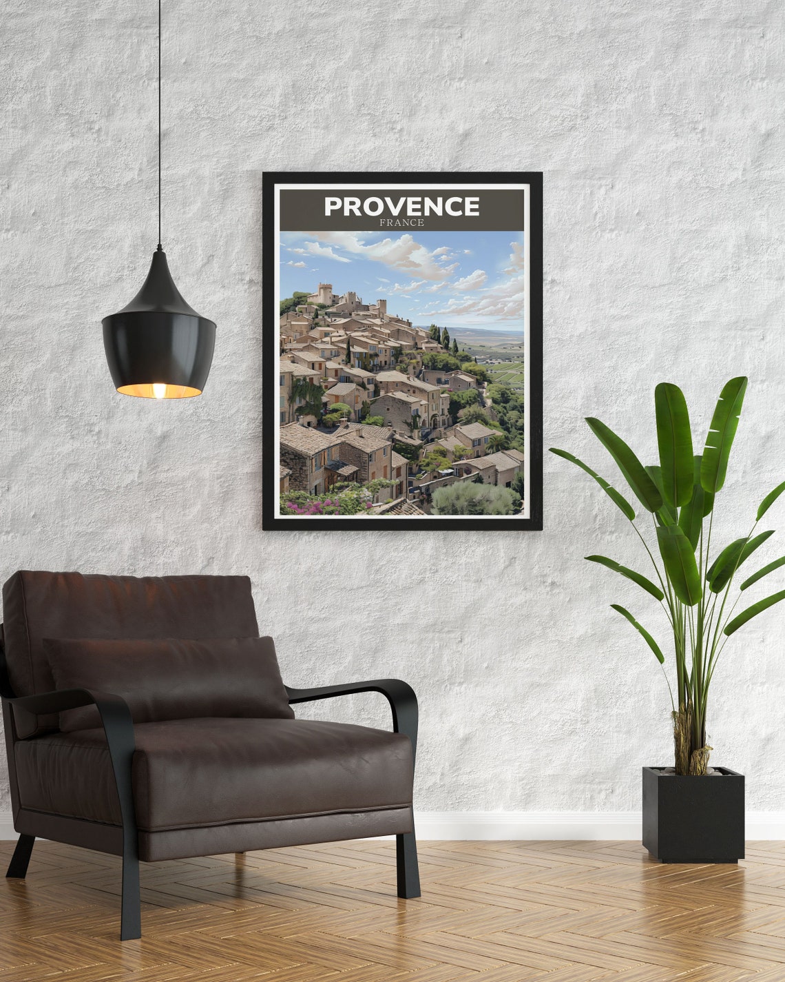 Provence France Hilltop Stone Village Panoramic Travel Poster - Image 2