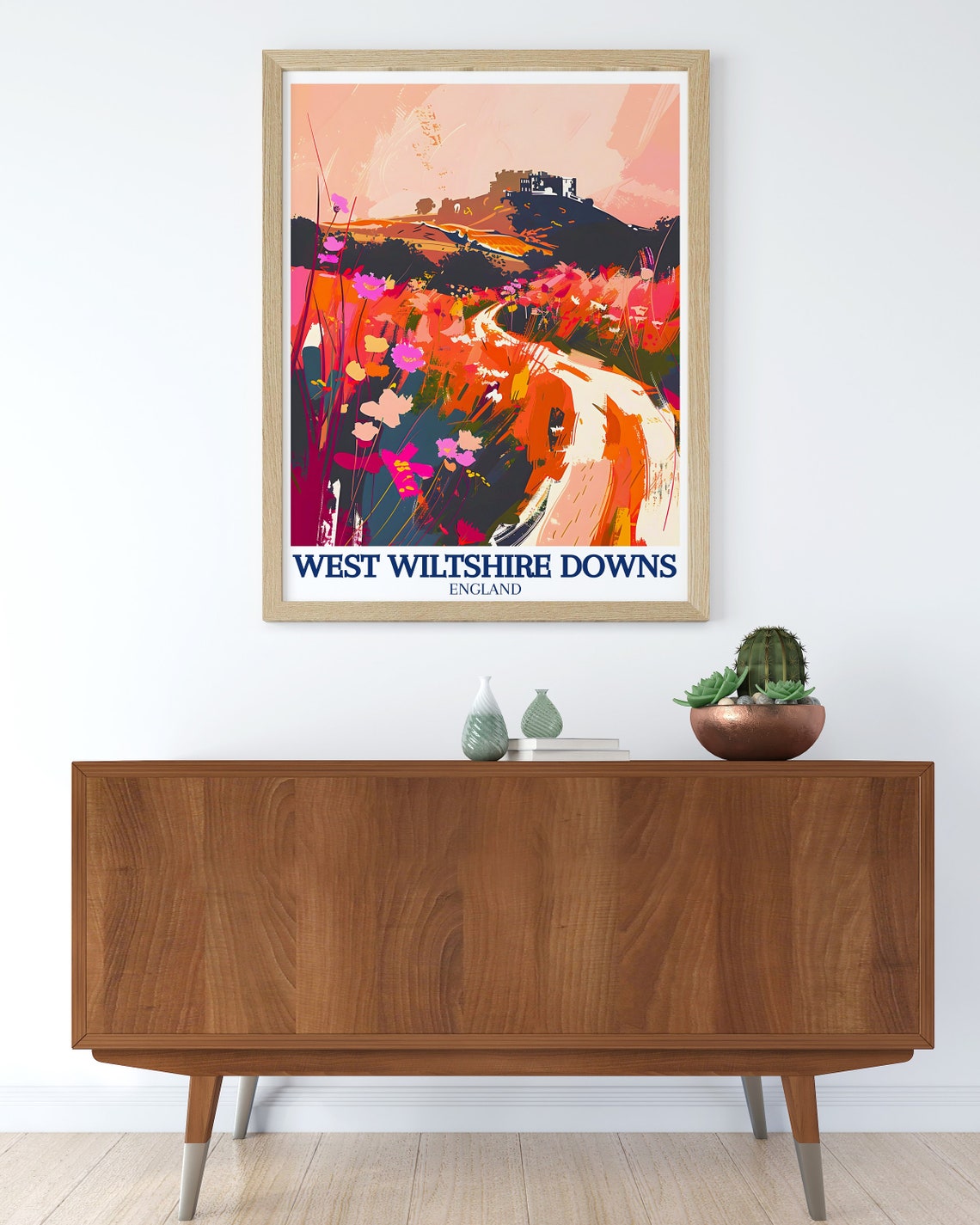 West Wiltshire Downs England Wildflower Meadow Winding Path Poster - Image 2