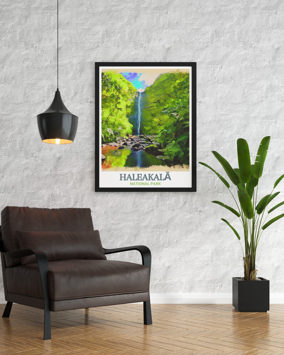 Haleakalā National Park Tall Waterfall Lush Valley Travel Poster - Image 3