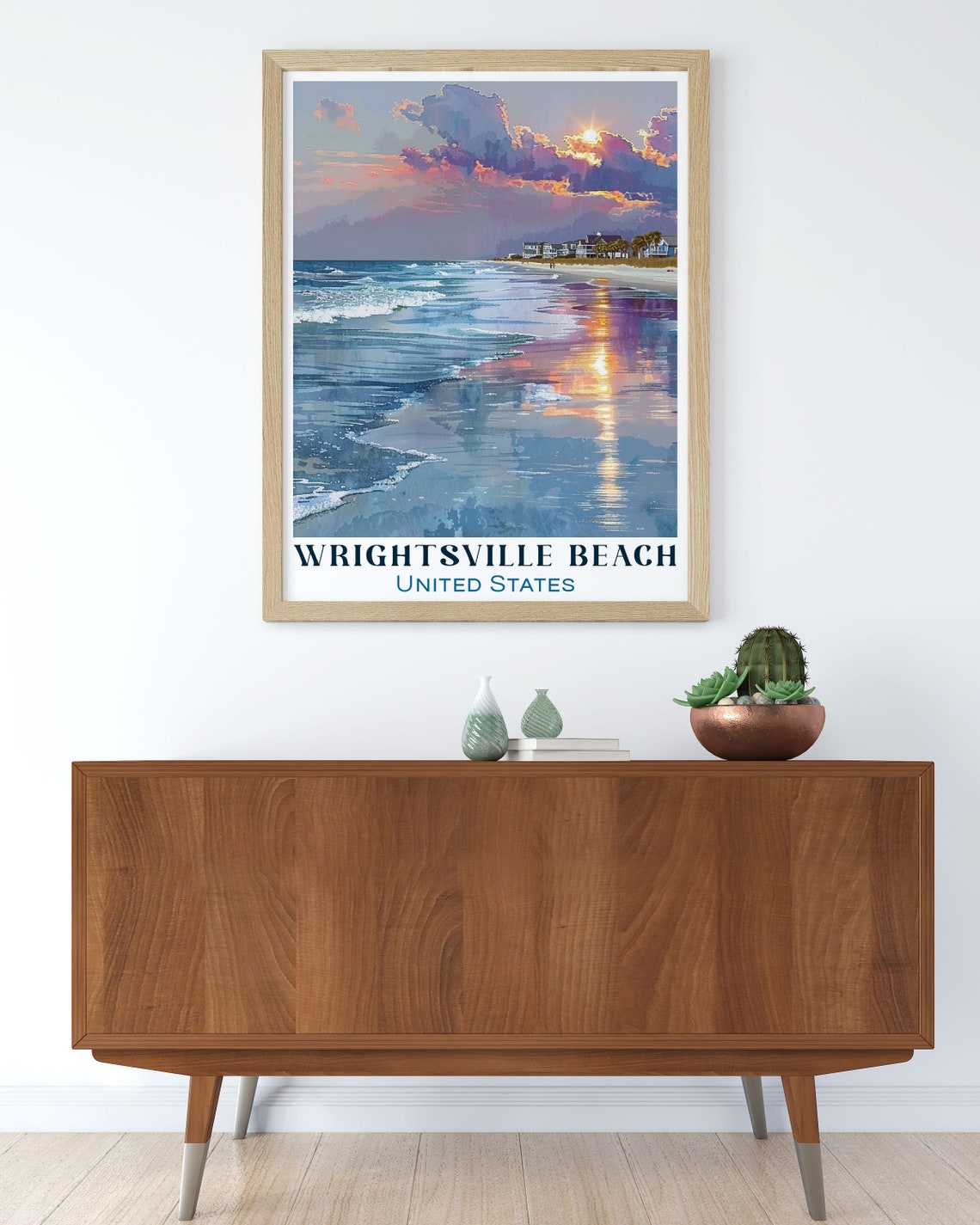 Wrightsville Beach Sunset Waves North Carolina Travel Poster - Image 2