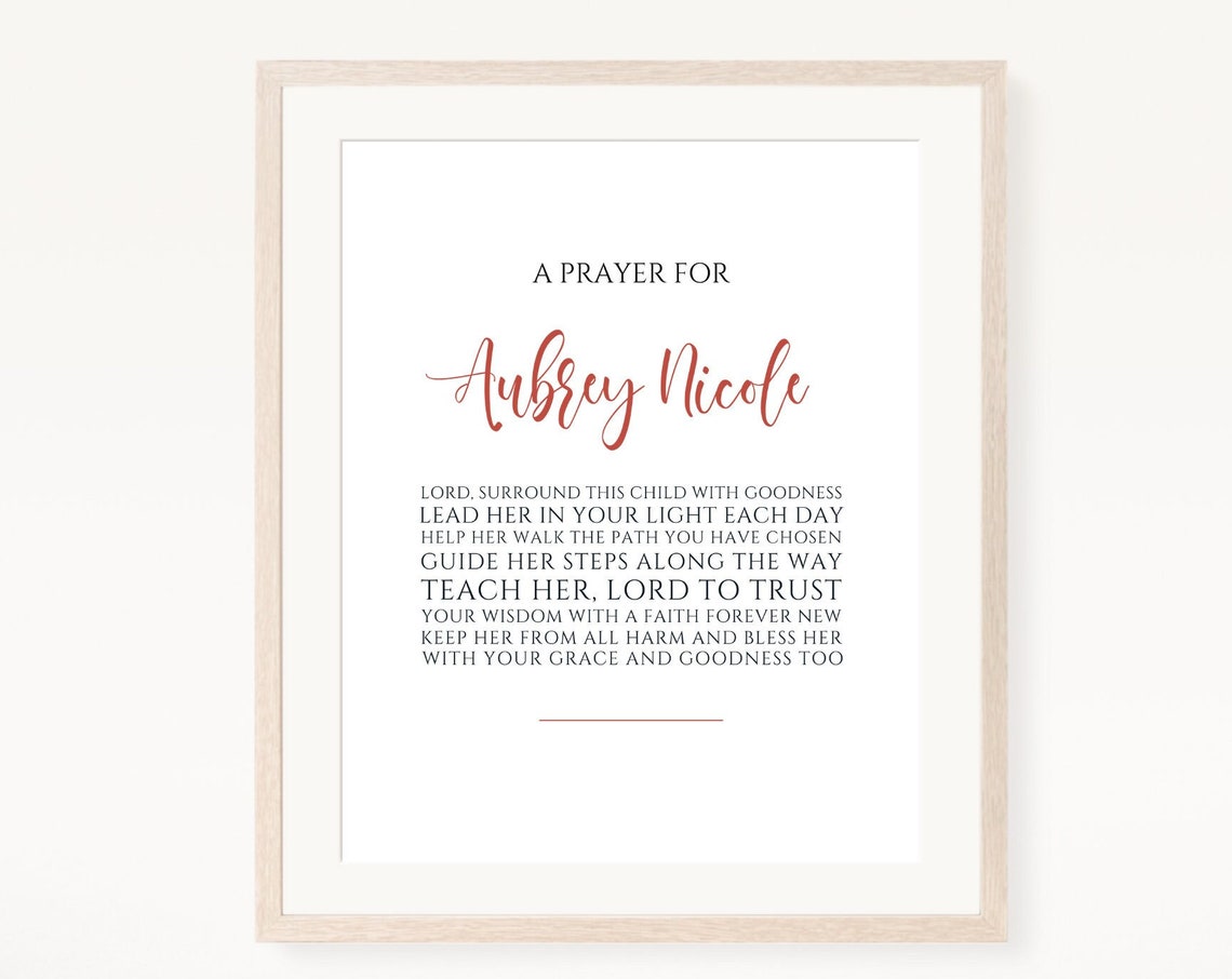 Personalized Child Prayer Name Blessing Nursery Gift Wall Art