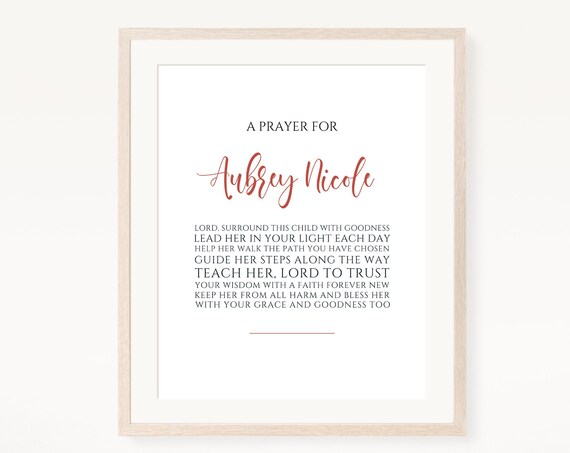 Personalized Child Prayer Name Blessing Nursery Gift Wall Art