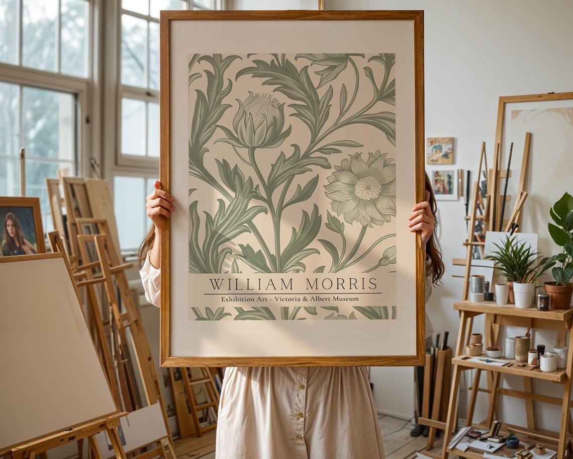 William Morris Sage Botanical Leaf Victoria and Albert Museum Poster - Image 2