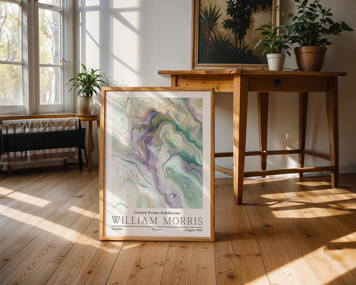 William Morris Waves Marble Cotton Textile Exhibition Art Poster - Image 3