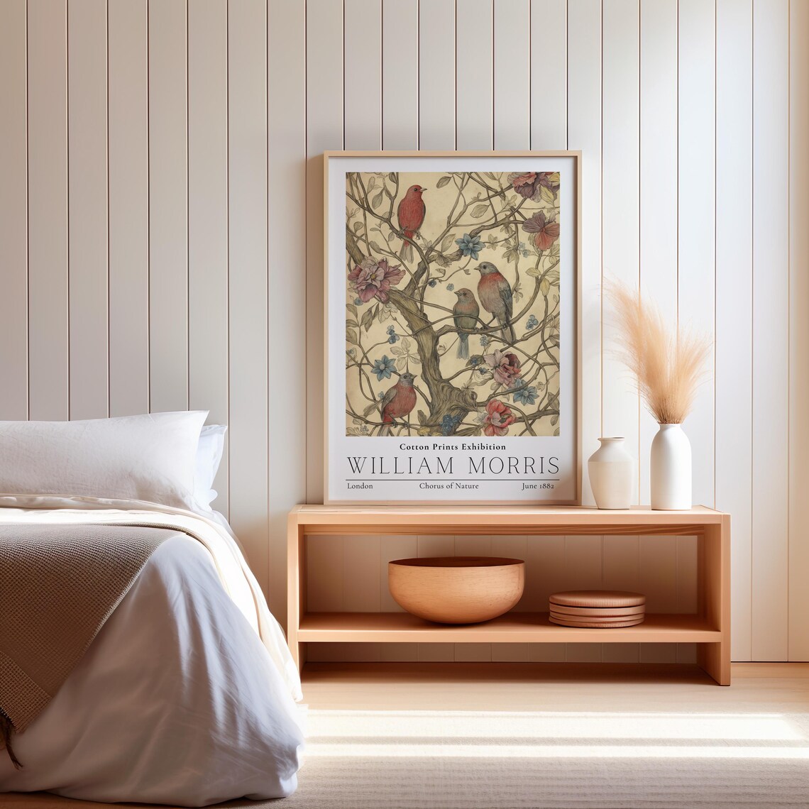 William Morris Chorus of Nature Birds Vintage Cotton Exhibition Poster - Image 2