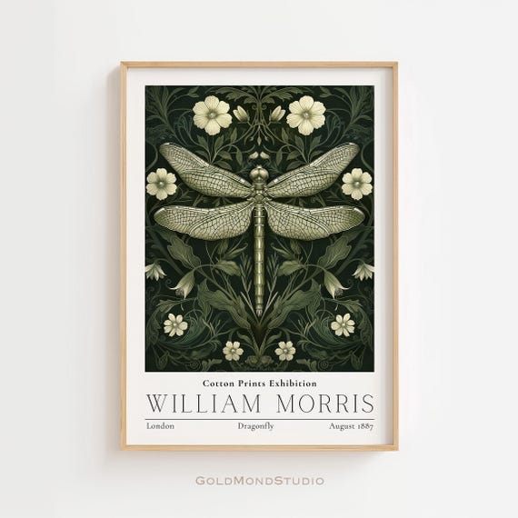William Morris Poster Morris Print Vintage Wall Art Dragonfly Wall Art Morris Poster Wall Decor Living Room Wall Art