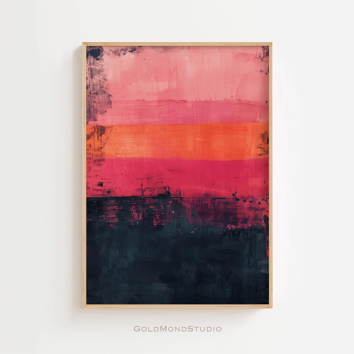 Red And Orange Sunset Stripe Abstract Color Field Art Poster