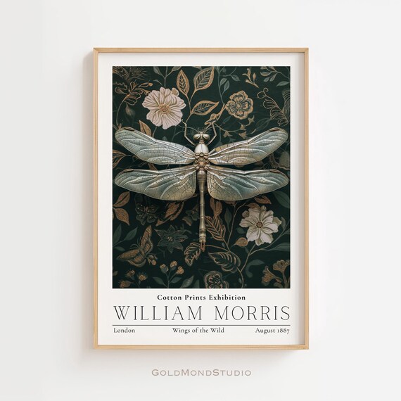William Morris-Inspired Dragonfly Wall Art Print