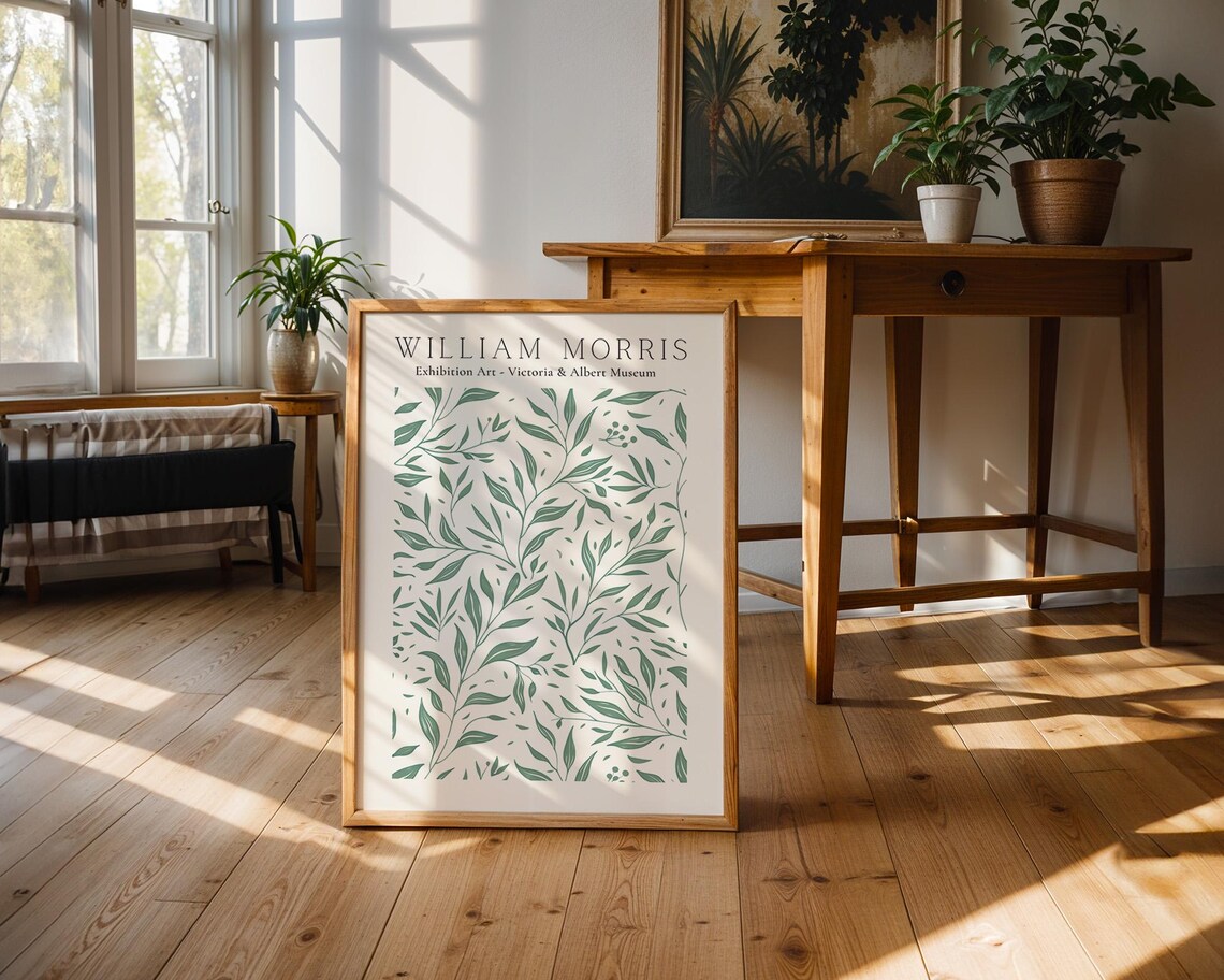 William Morris Green Botanical Sprig Victoria and Albert Museum Poster - Image 3