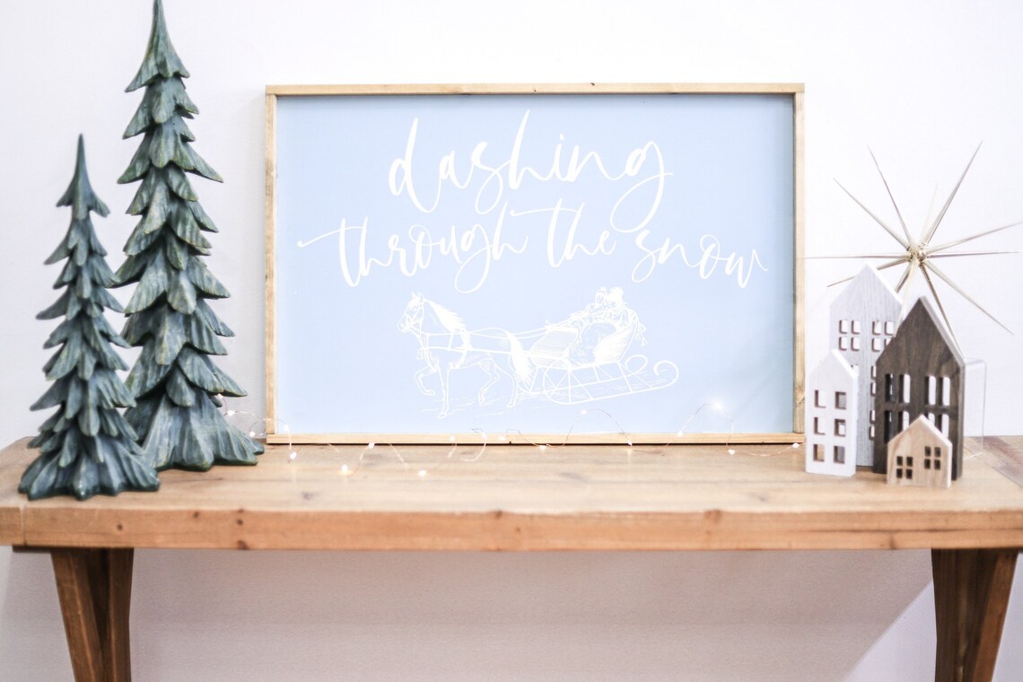 Dashing Through the Snow Sleigh Poster for Farmhouse Christmas Decor