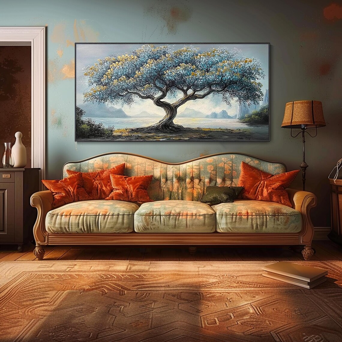 Hand Painted 3d Tower Tree Boho Style Wall Decor Art Living Room Hotel Thick Texture Large Modern Art Bright Colors Original Artwork - Image 3