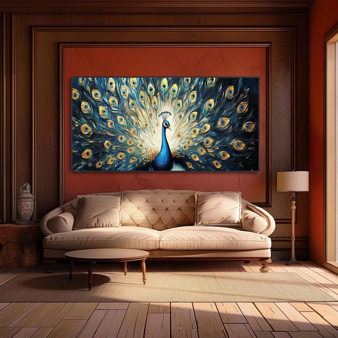 Peacock Oil Painting, Contemporary Wall Art Print - Image 4