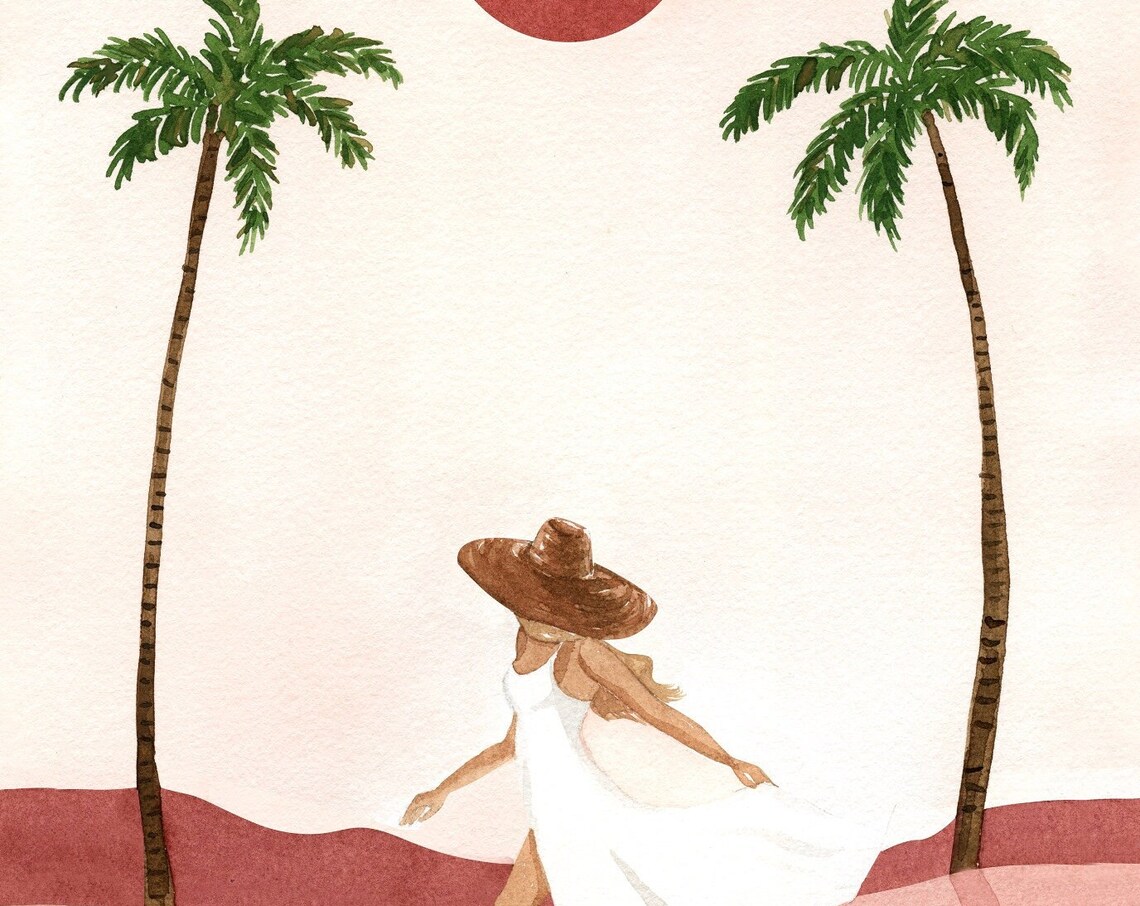 Boho Sunset Desert Tropical Minimal Art Print - Image 4